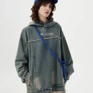 Aelfric Eden Fringe Denim Washed Hoodie