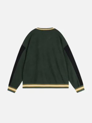 Aelfric Eden Color Blocking Suede Sweatshirt Green