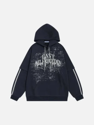 Blurring Wall Print Aelfric Eden Hoodie Navy Blue